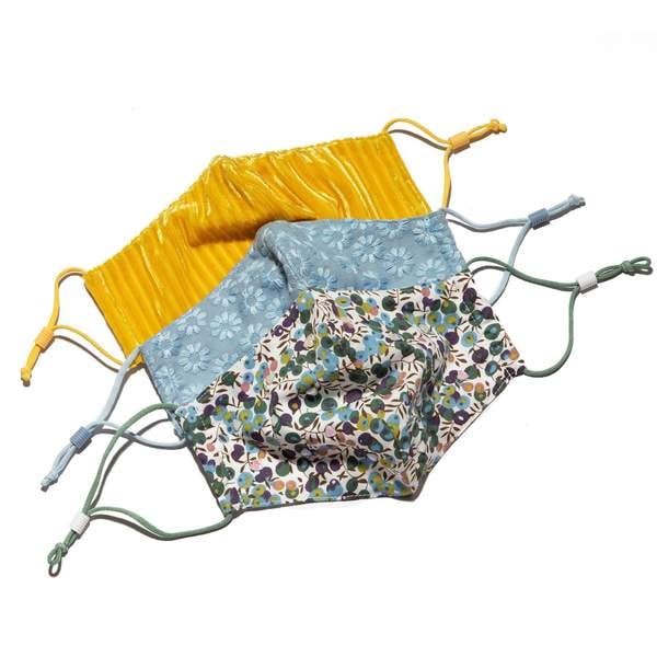 Lele Sadoughi Set of 3 Golden Flower Face Masks