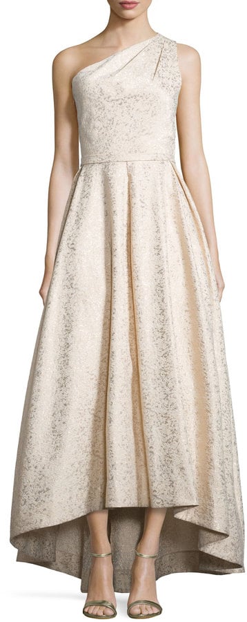 Monique Lhuillier One-Shoulder Metallic Ball Gown ($798)