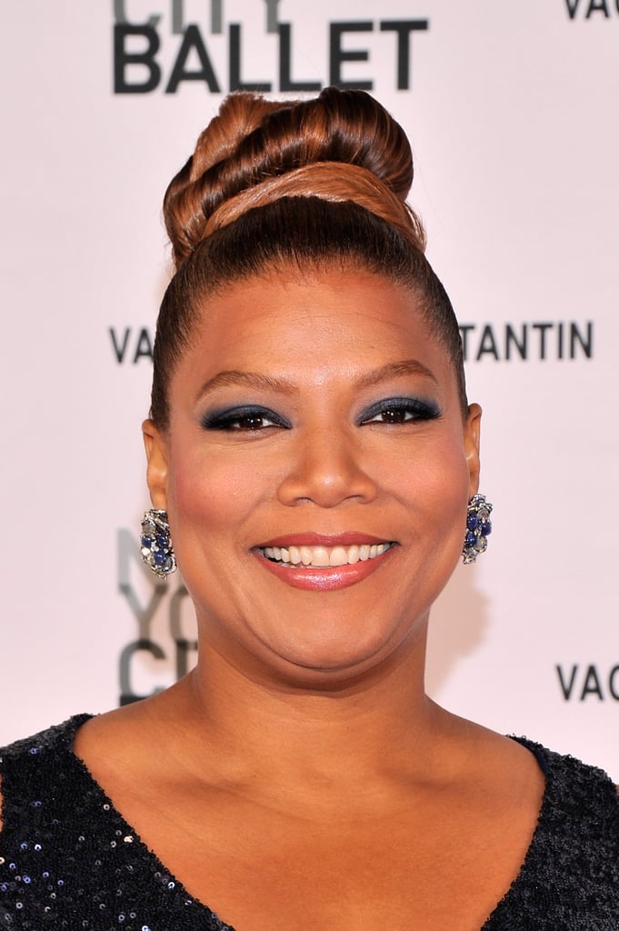 This topknot on Queen Latifah showcased her color job nicely.