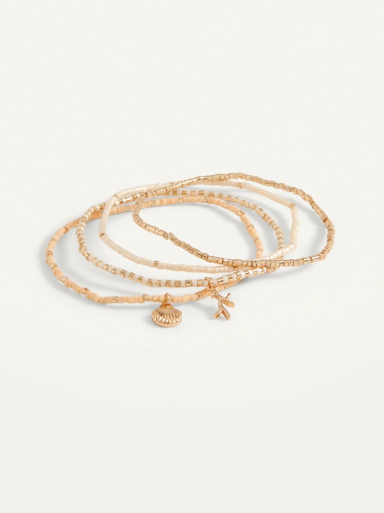 Gold-Toned Beaded Beach Stretch Bracelets 4-Pack