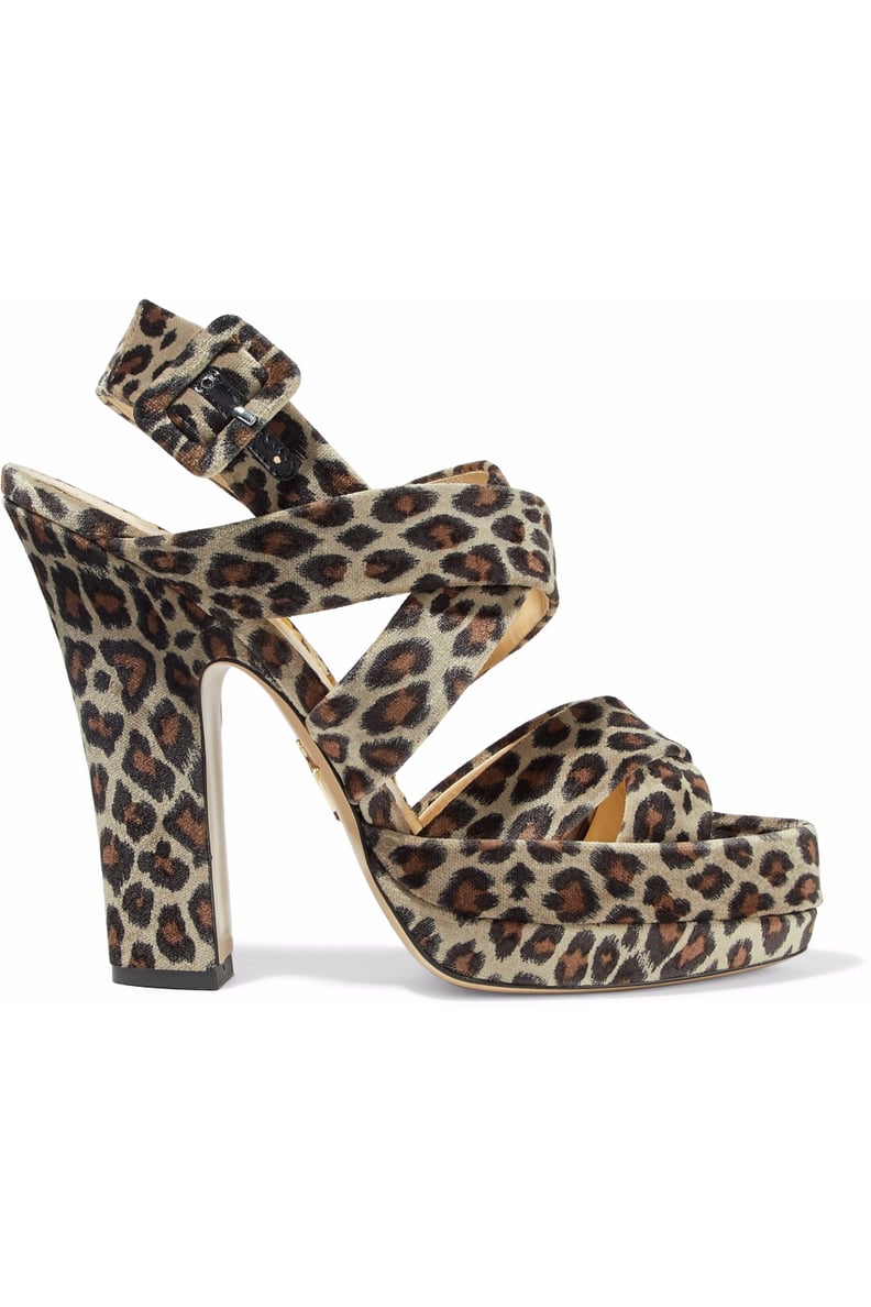 Charlotte Olympia Leopard-Print Velvet Platform Sandals