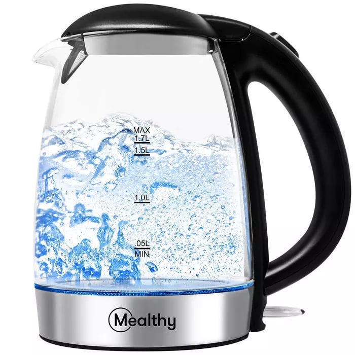 Mealthy High-Quality 1.7L Glass Electric Tea Kettle with LED Light