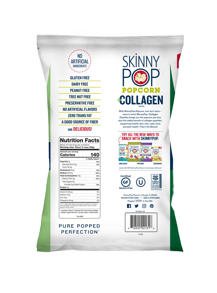 SkinnyPop Popcorn +Collagen Nutrition Facts