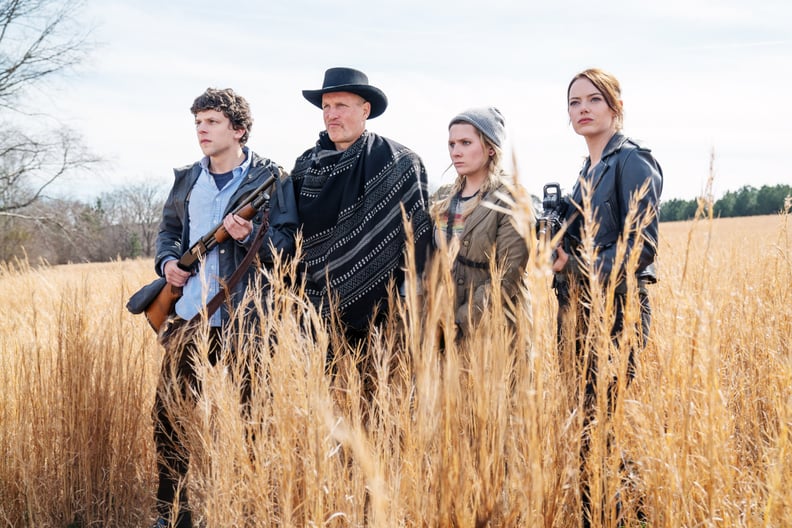 ZOMBIELAND: DOUBLE TAP, from left: Jesse Eisenberg, Woody Harrelson, Abigail Breslin, Emma Stone, 2019. ph: Jessica Miglio /  Columbia Pictures / courtesy Everett Collection