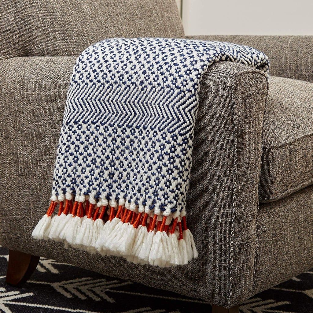 Rivet Modern HandWoven Stripe Fringe Throw Blanket Cute Cheap Home