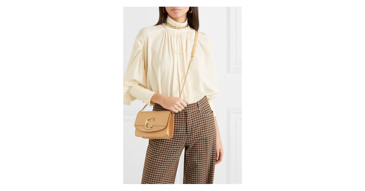 Chloé Marcie Mini Whipstitched Suede And Textured-leather Shoulder