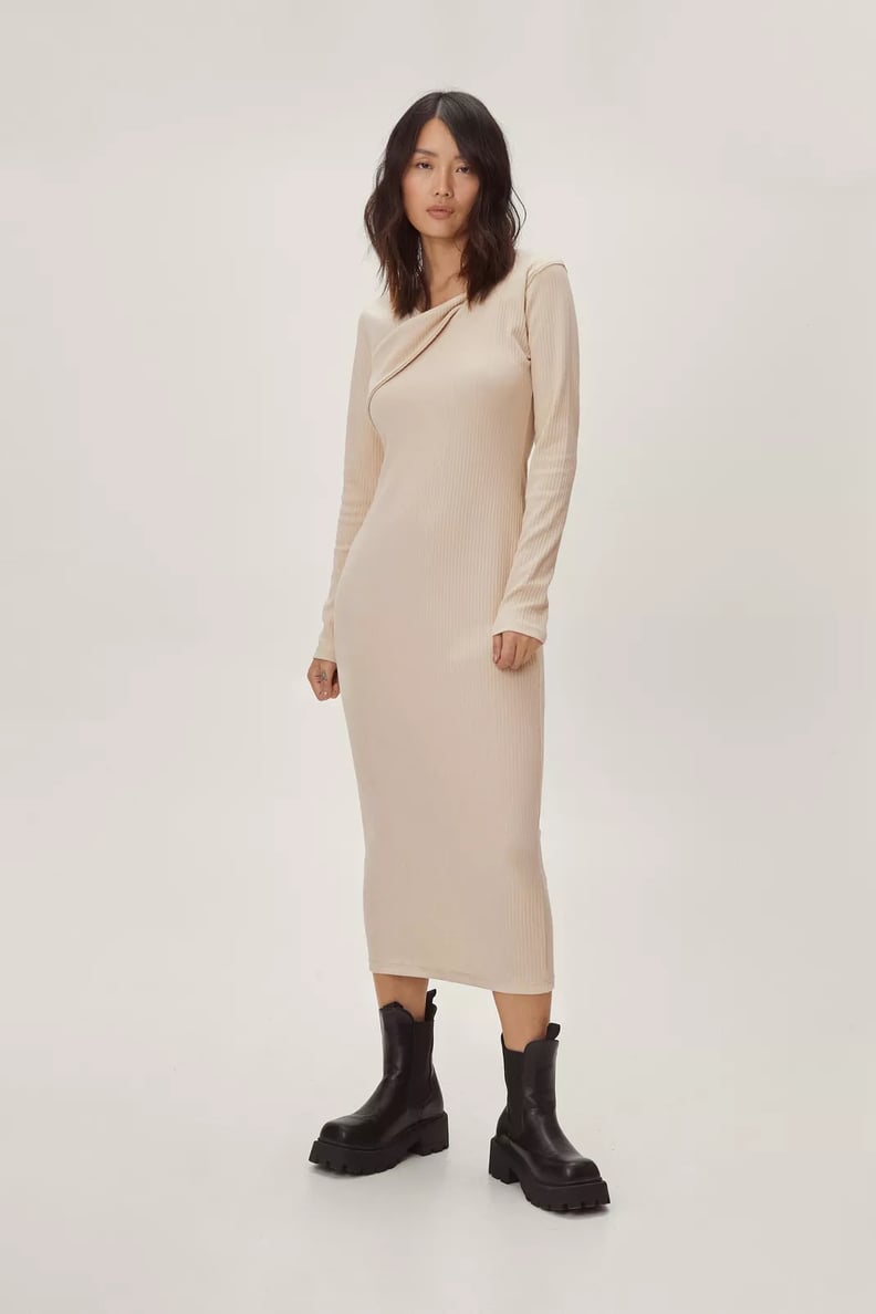 A Sunday Dress: Nasty Gal Ribbed Wrap Panel Midi Dress