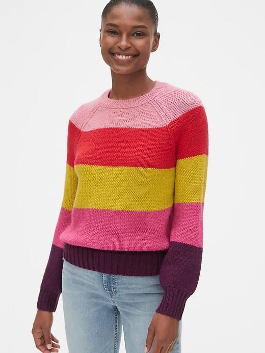 For those days when you're feeling extra playful, this Multicolor Stripe Crewneck Sweater ($70, originally $85) will add a nice, balanced pop of rainbow colors to an otherwise-neutral black slip dress. Then, dress it up with a pair of heeled boots or keep it low-key with some sneakers.