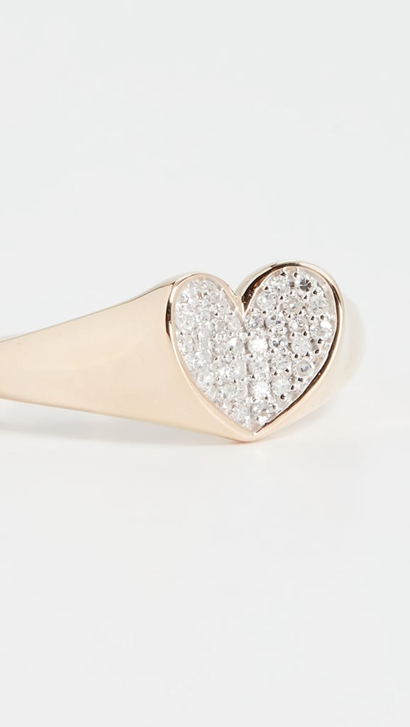 Adina Reyter 14k Pavé Folded Heart Signet Ring