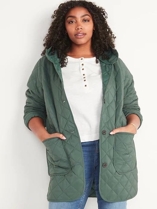 Old Navy Quilted Long-Line Hooded Liner Jacket