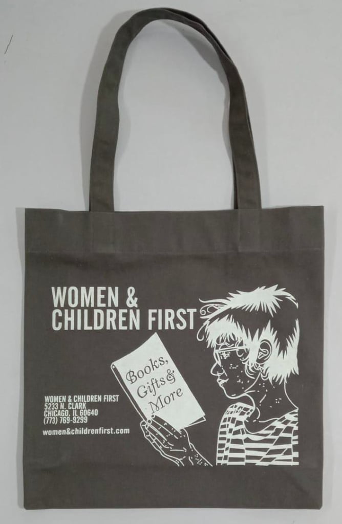 Women & Children First Grey Tote Bag