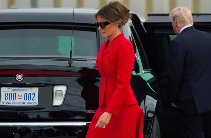 Melania Trump Wearing Red Dior Suit