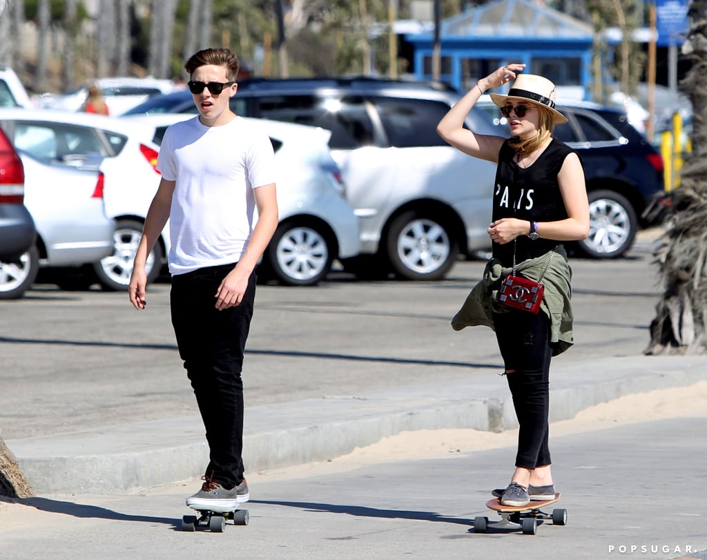 Brooklyn Beckham and Chloe Moretz Skateboarding in LA