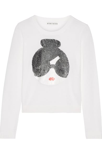 Alice + Olivia Stace Face Sequin-Embellished Stretch-Wool Sweater ($360)