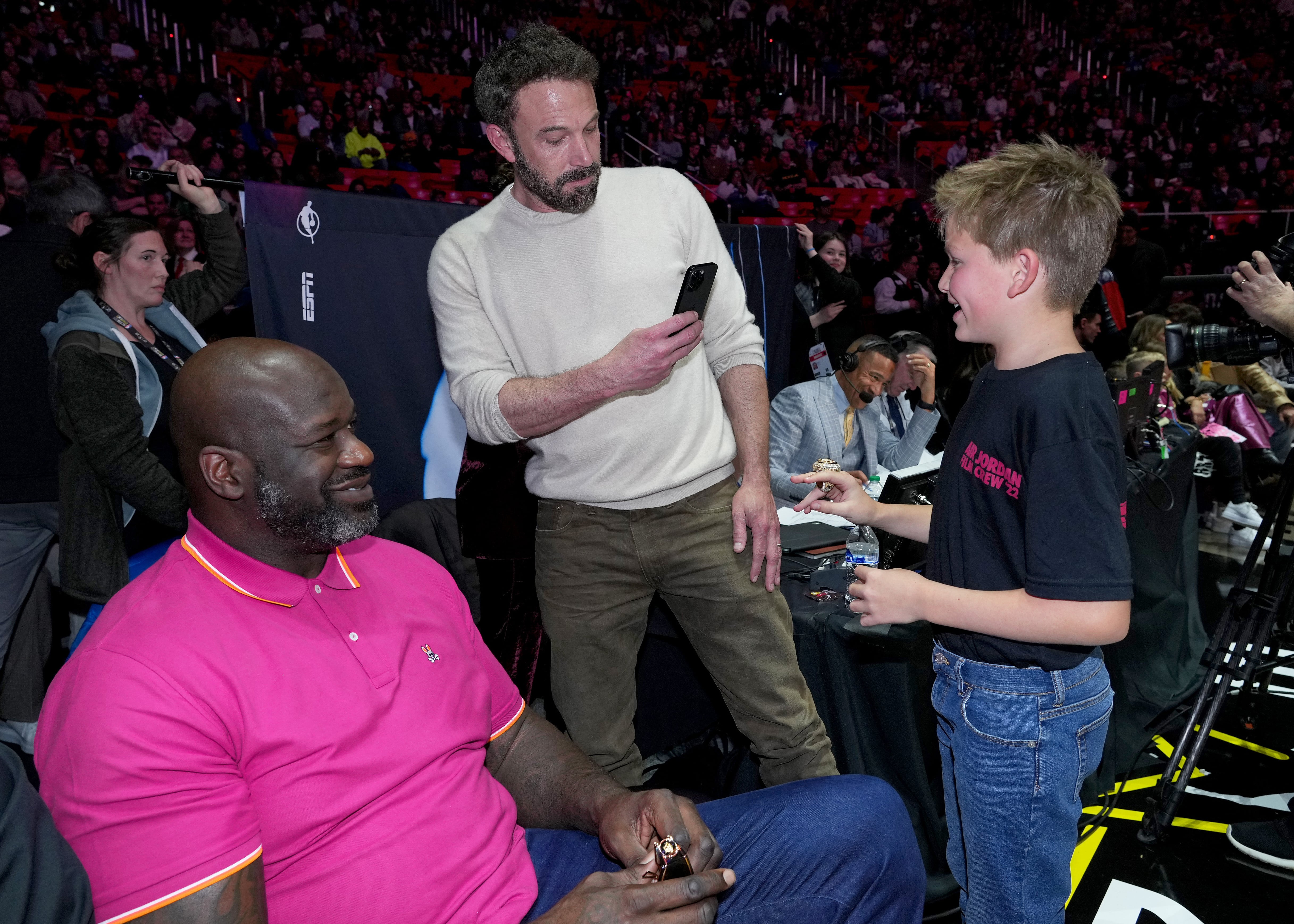 Ben Affleck and Son Samuel NBA All-Star Celebrity Game: Pic