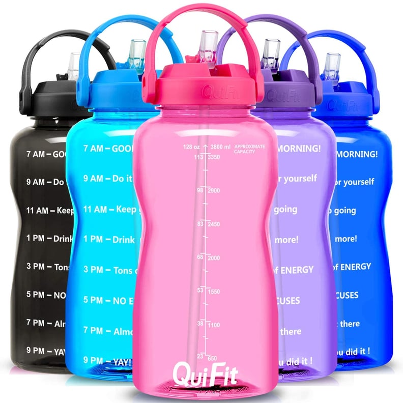QuiFit Motivational Gallon Water Bottle - with Straw & Time Marker