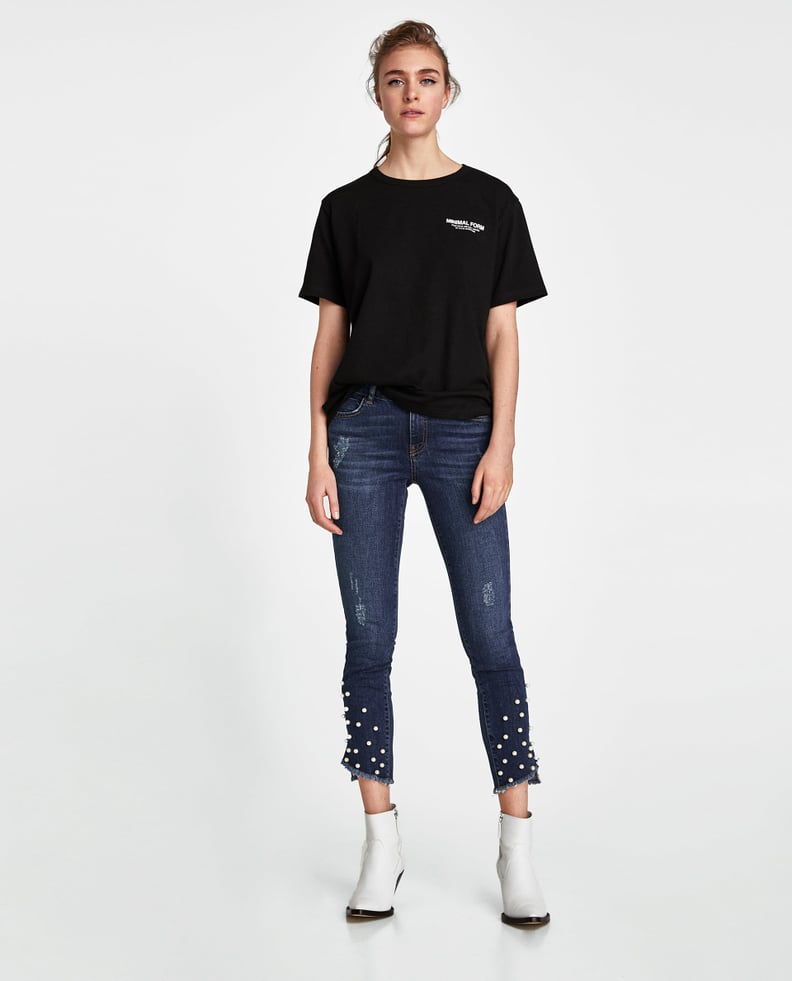 Zara Pearl Hem Jeans