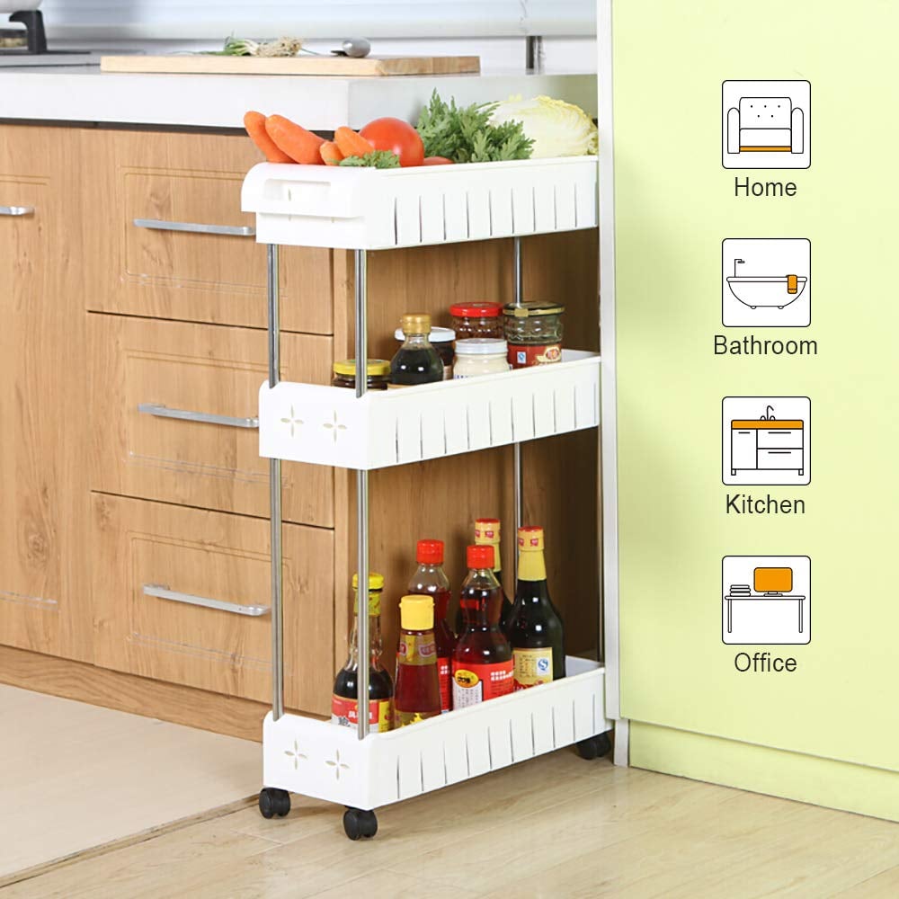 Slim Storage Cart Slide Out Storage Tower