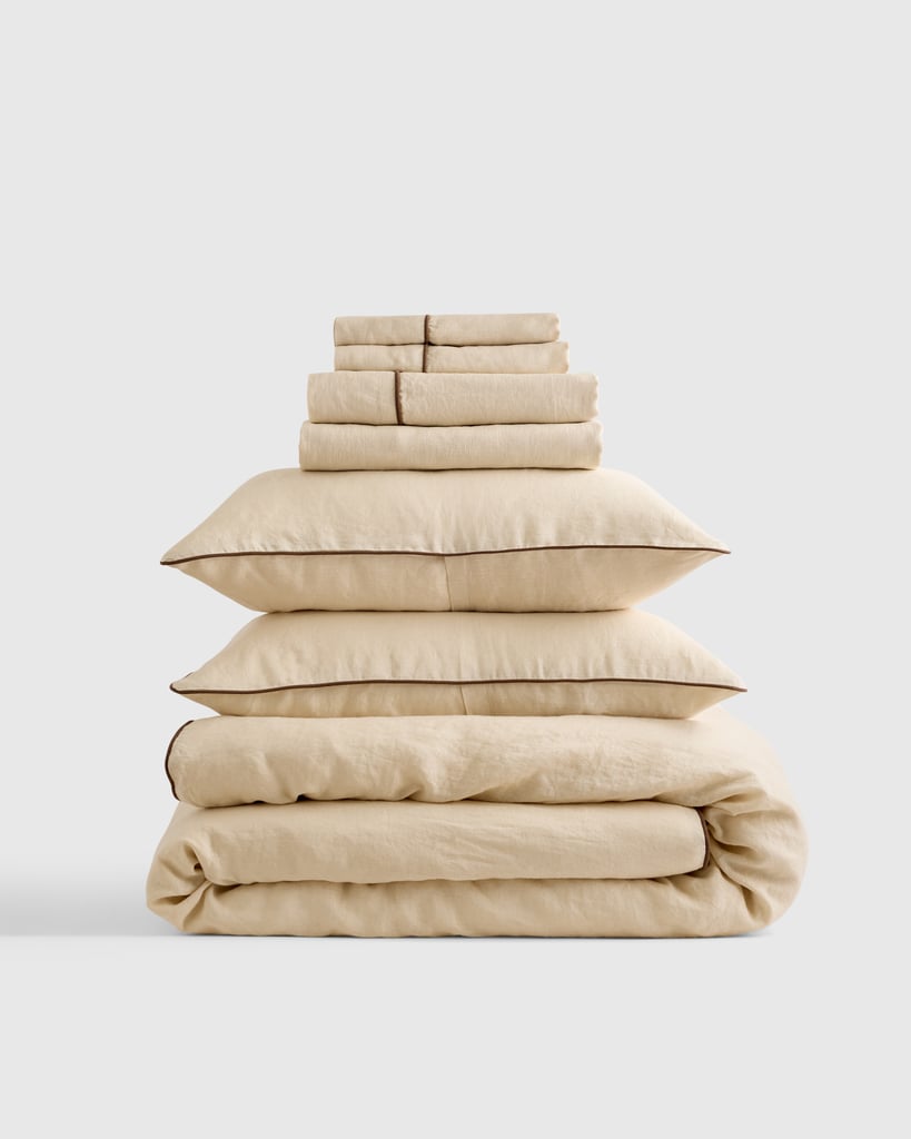 Quince European Linen Piped Deluxe Bedding Bundle