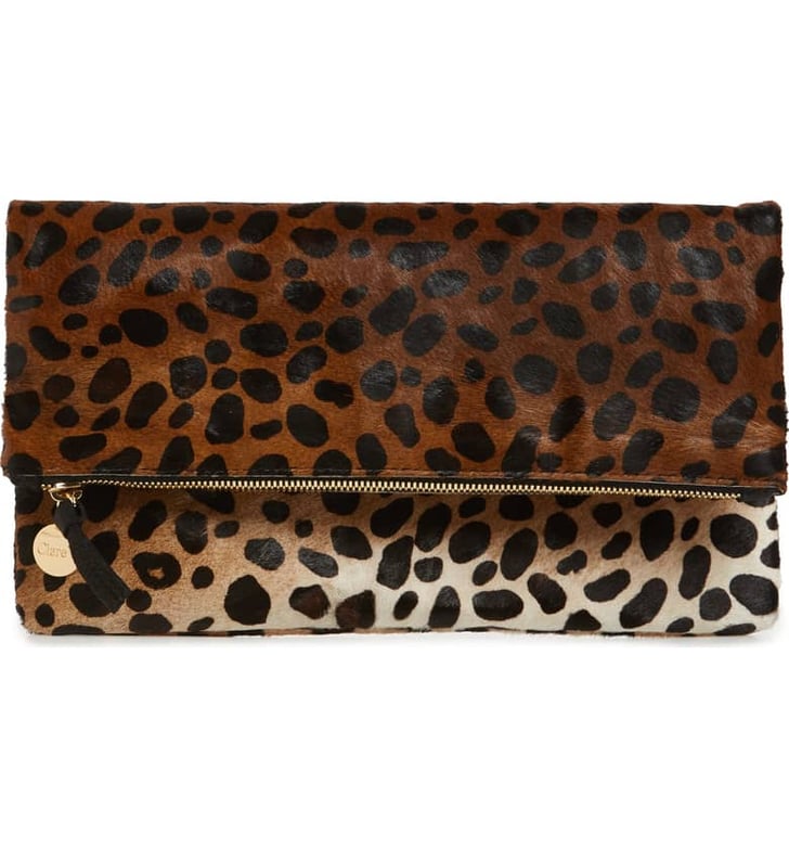 Leopard print foldover clutch top