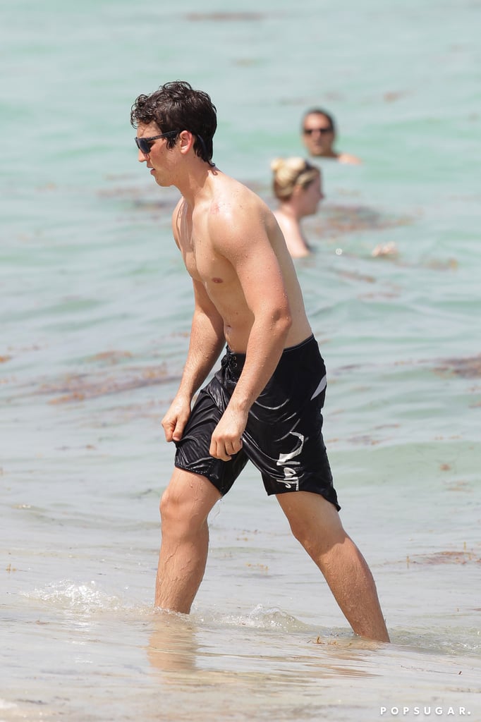 Miles Teller and His Girlfriend on the Beach in Miami