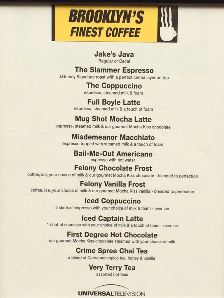 Also, Brooklyn Nine-Nine-themed coffee drinks!