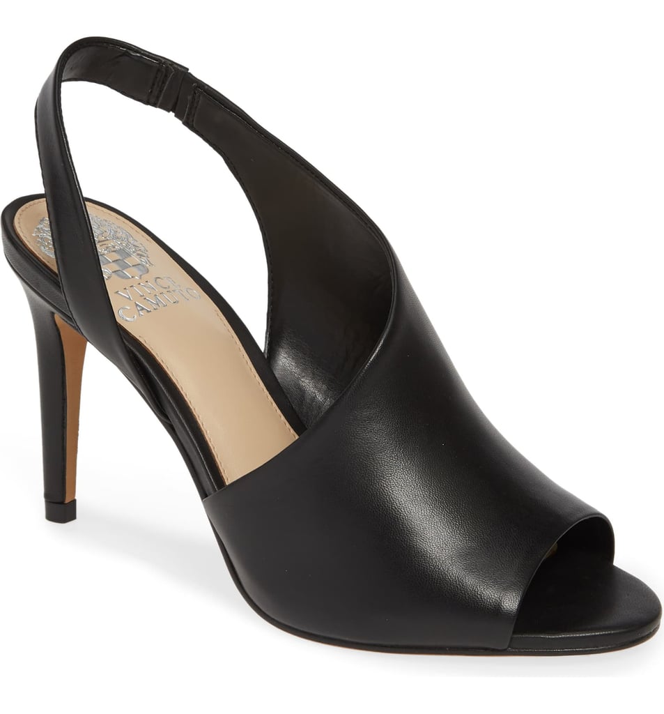 Crasantha Heeled Sandal in Black Leather