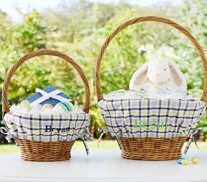 Blue and White Plaid Easter Basket Liners and Baskets