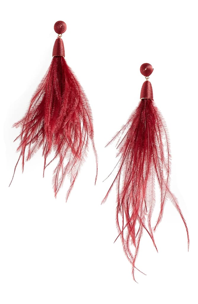 Stella + Ruby Ball Top Feather Earrings