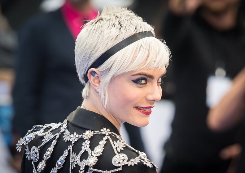 Cara Delevingne's Black Ribbon Headband, 2017