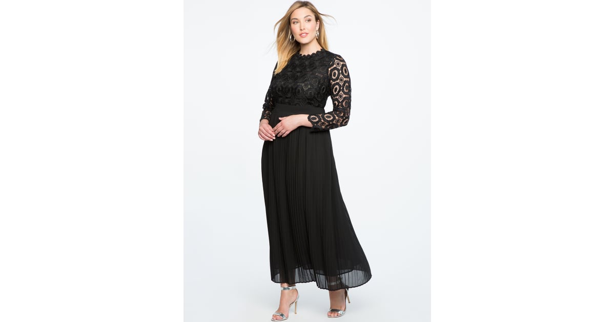 eloquii lace evening dress with pleated skirt