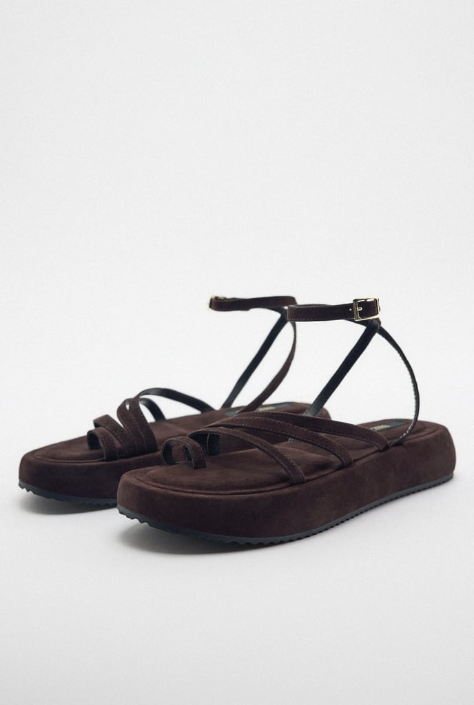 Platform Sandals: Zara Flat Suede Sandals