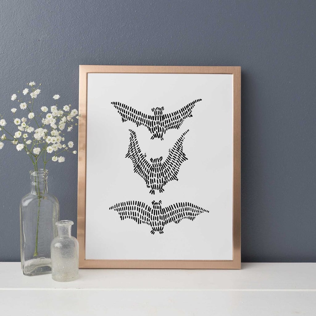 Bat Print Halloween Wall Art