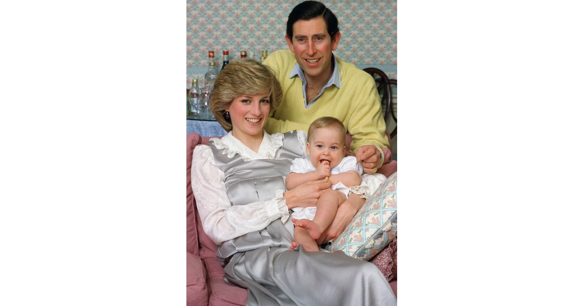 Princess Diana and Prince Charles posed with an infant Prince William