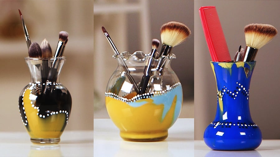 2-Step Painted Makeup Brush Holder