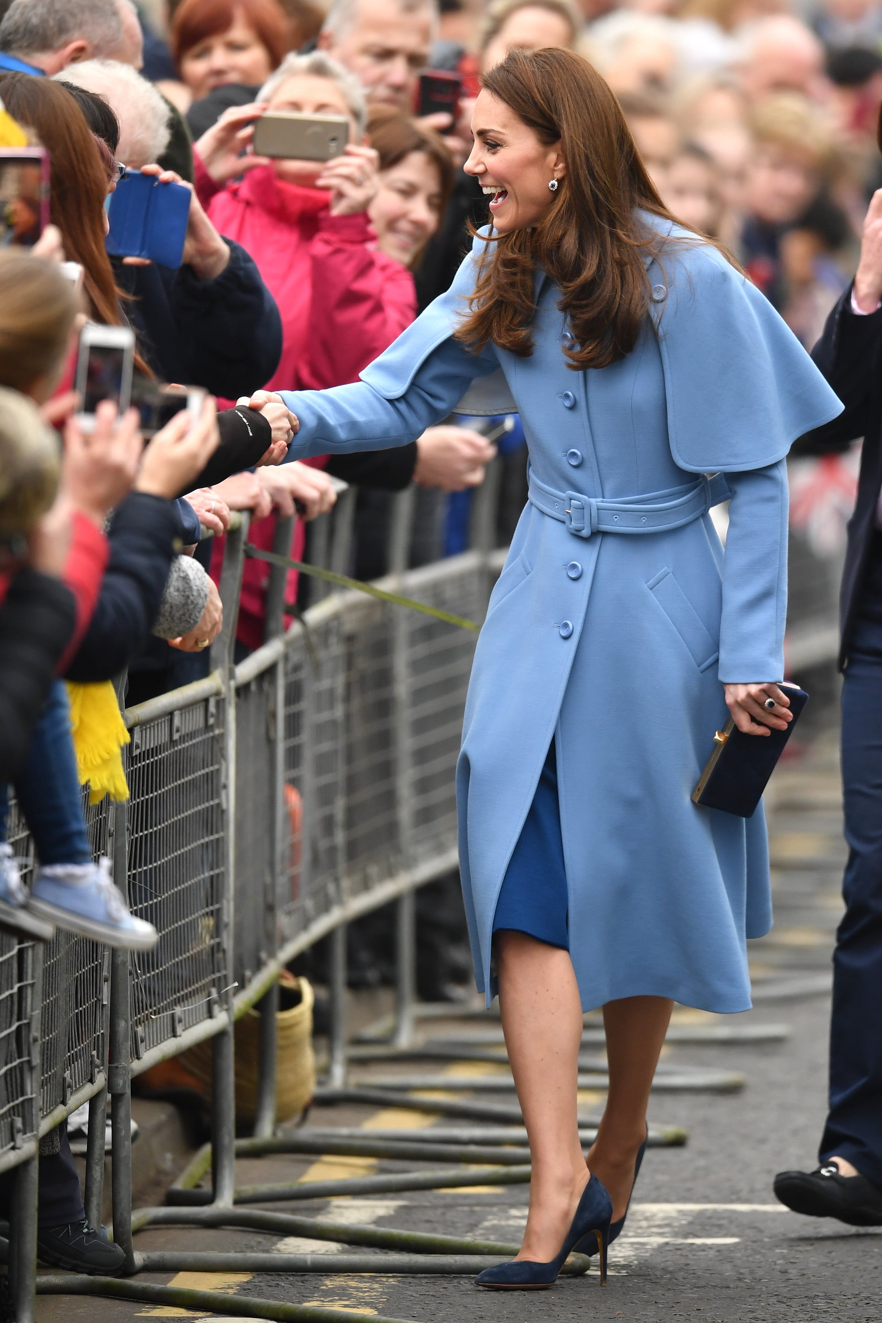 Kate Middleton Blue Mulberry Cape Coat February 2019 POPSUGAR