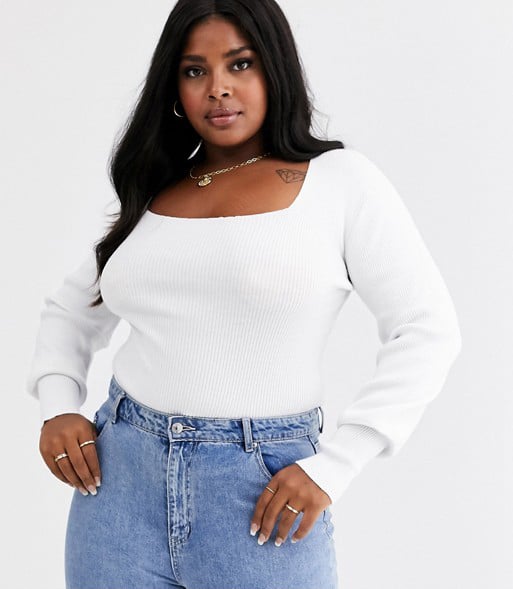 Square neck plus size tops sale