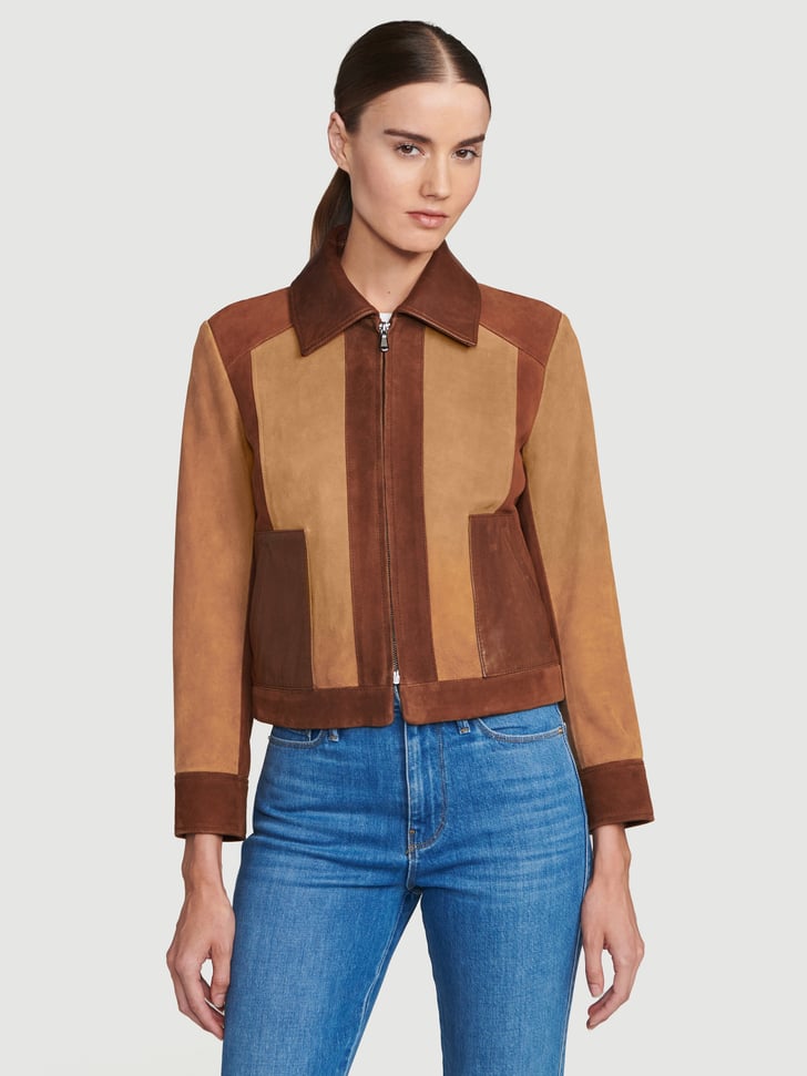 Suede outlet patchwork jacket