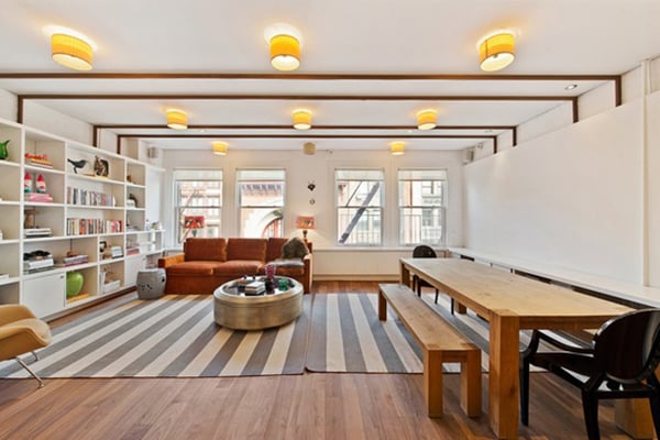 The 2,300-square-foot unit is a large, full-floor loft with an elevator that opens right onto the entryway.