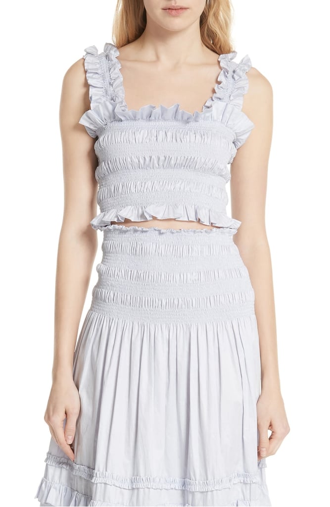 Rebecca Taylor Smocked Sleeveless Cotton Top