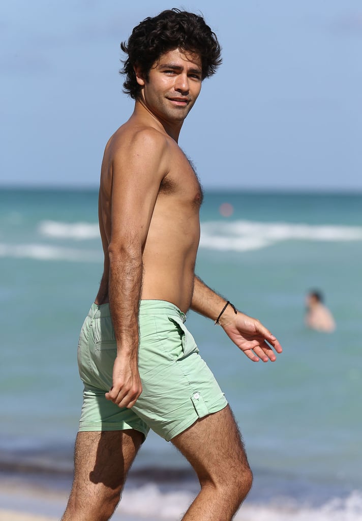 Adrian Grenier went shirtless in Miami on Saturday.