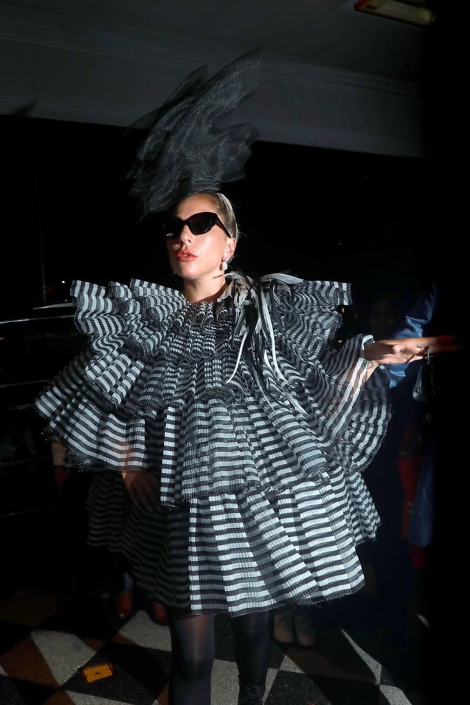 Lady Gaga Striped Minidress at Pre-Met Gala Dinner