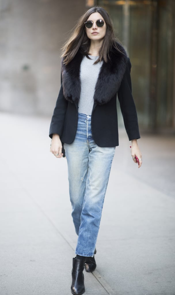 Boyfriend jeans and a blazer have never looked as perfectly polished as on Jacquelyn Jablonski.