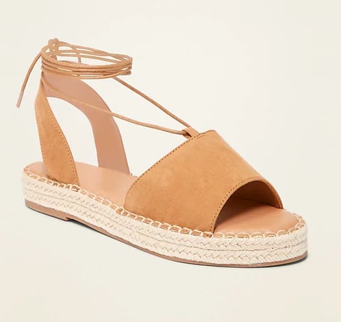 Faux-Suede Lace-Up Espadrille Flatform Sandals