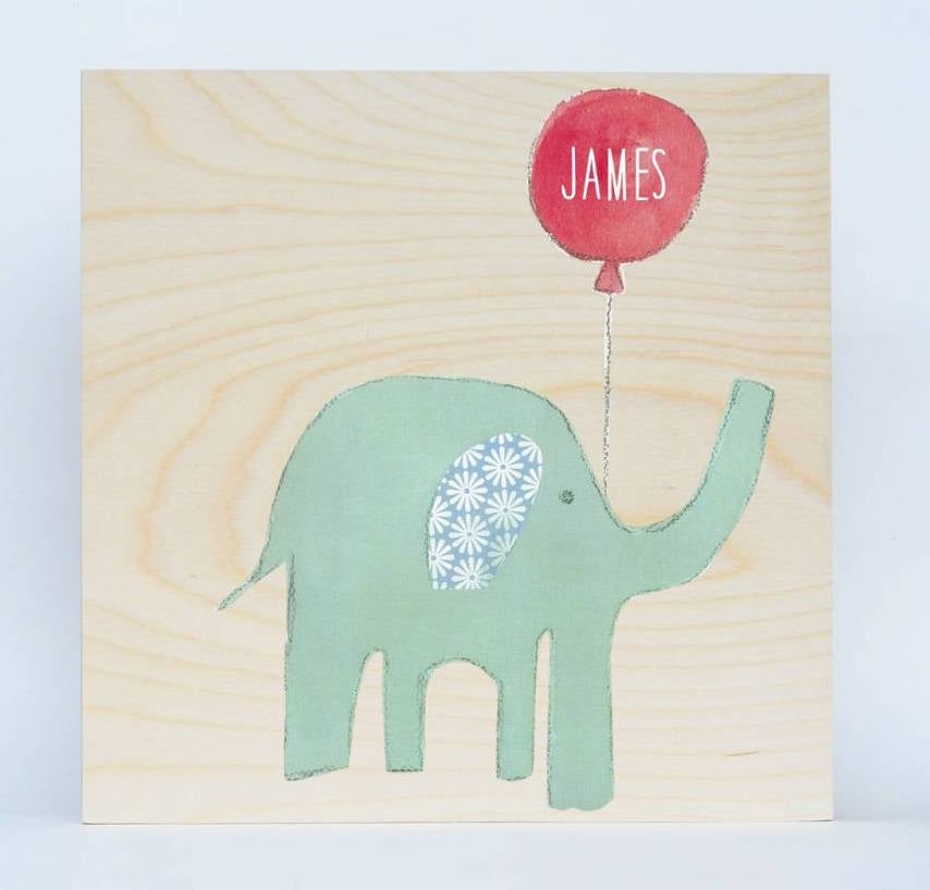 Someday Inc. "Elephant" Personalized Birchwood Wall Art