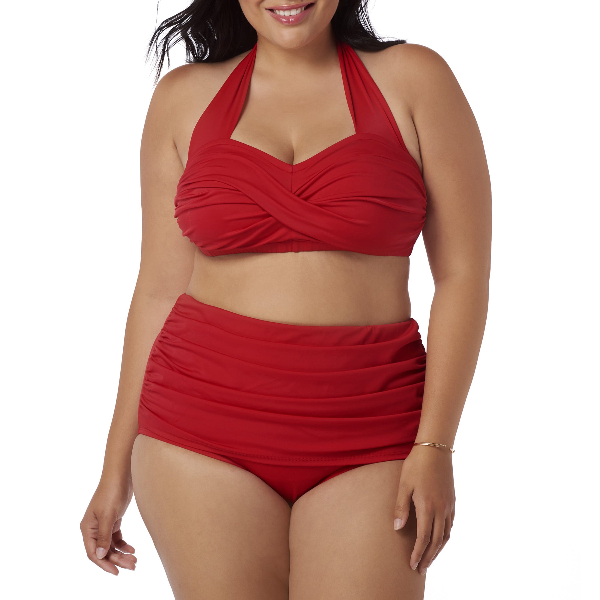 high waisted red bikini set