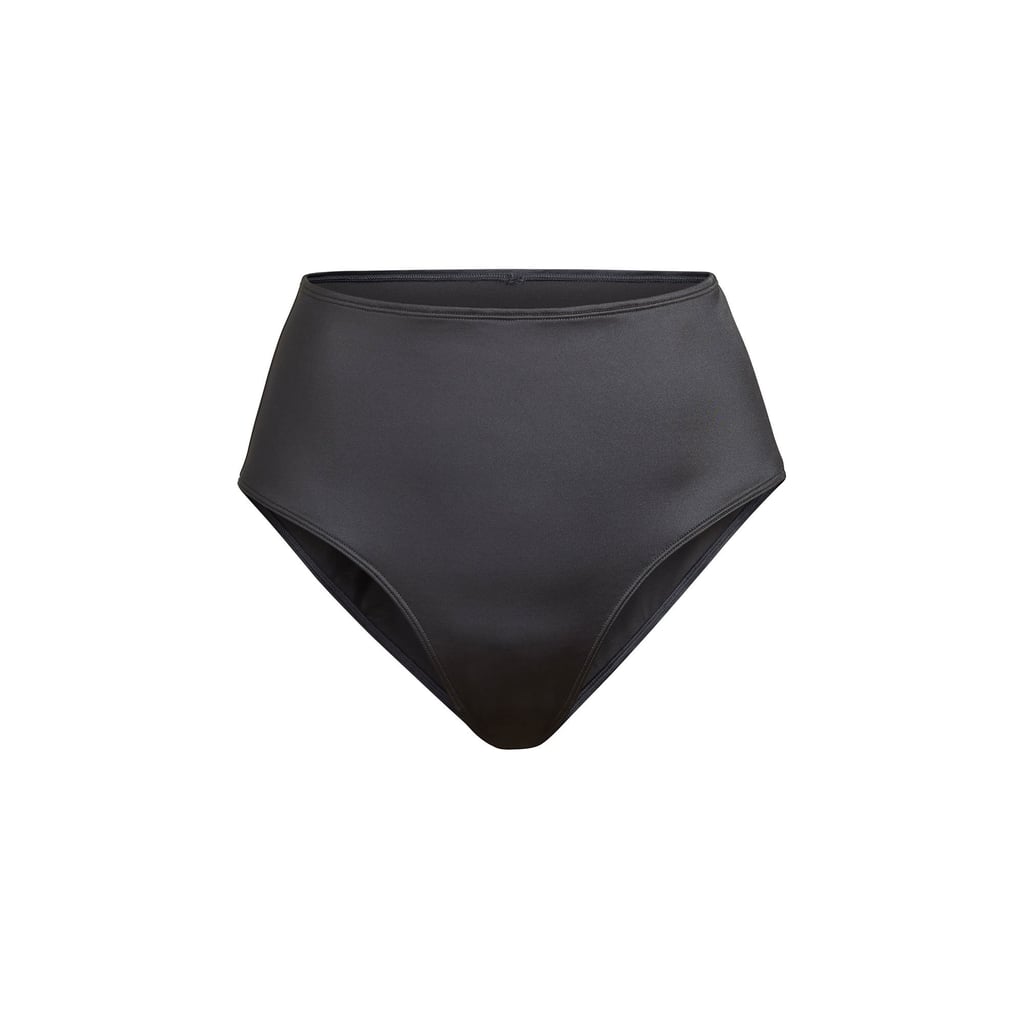 SKIMS Stretch Satin High-Waisted Brief in Onyx