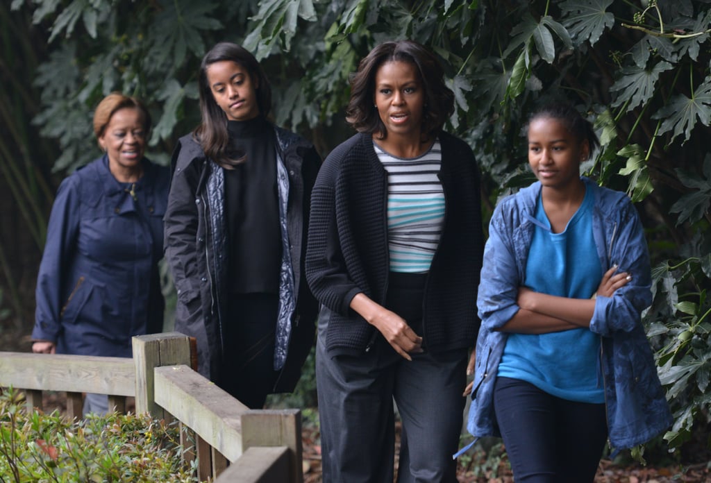 Michelle, Malia, and Sasha Obama stopped by a panda research center with Michelle's mom, Marian Robinson.