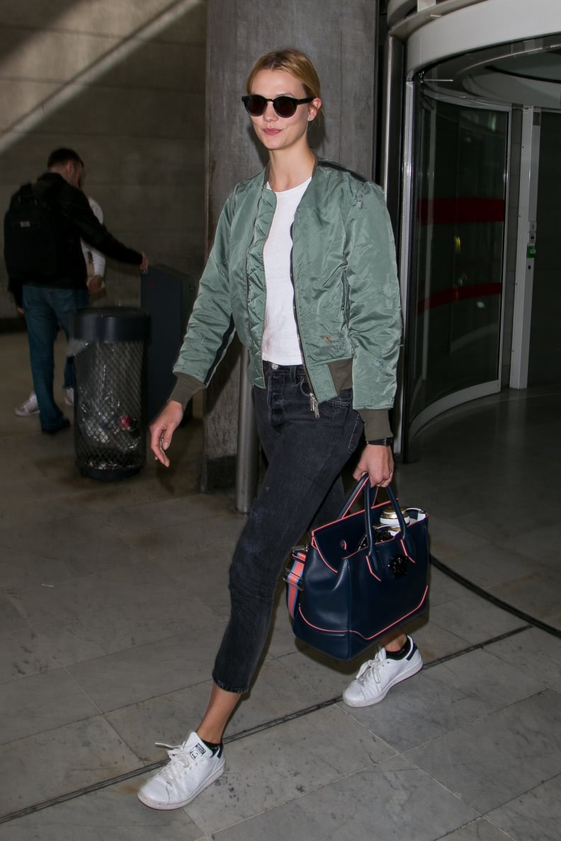 Karlie Kloss Carrying a Versace Palazzo Empire Bag