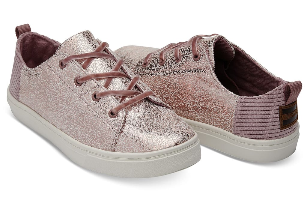 Toms Lavender Crackle Foil Corduroy Youth Lenny Sneakers
